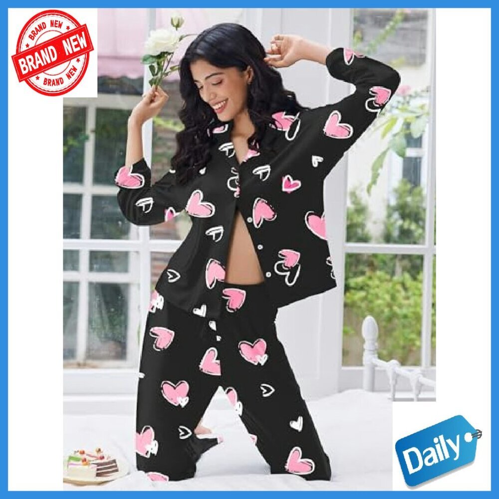 Soft Long Sleeve Pajama Set with Pockets, Button Down Top & Drawstring Pants - Picture 5 of 8